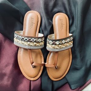 Indigo Palms Bohemian Brown Toe Ring Sandals NWOT